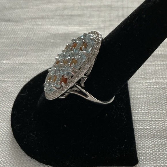 Light Blue Topaz Sterling Silver Knuckle to Knuckle - Picture 2 of 5